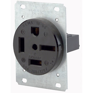 Product image for Receptacle recess 15-60R 3P4W 60A 250V blk