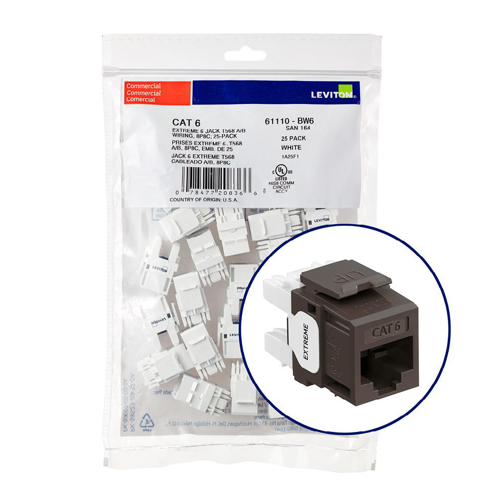 Product image for Connector UTP CAT-6 component-rated plastic brown 25/bag