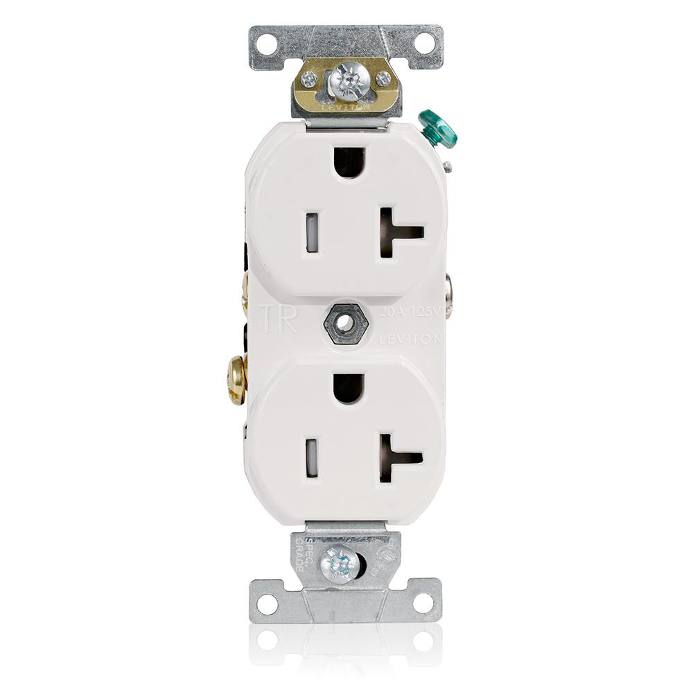 Product image for Receptacle straight duplex tamper-resistant 2P 3W 125V 20AMP white