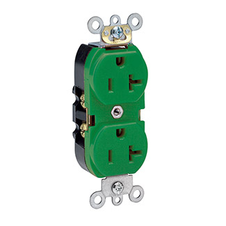 Product image for 20 Amp Duplex Receptacle/Outlet, Industrial Grade, Self-Grounding