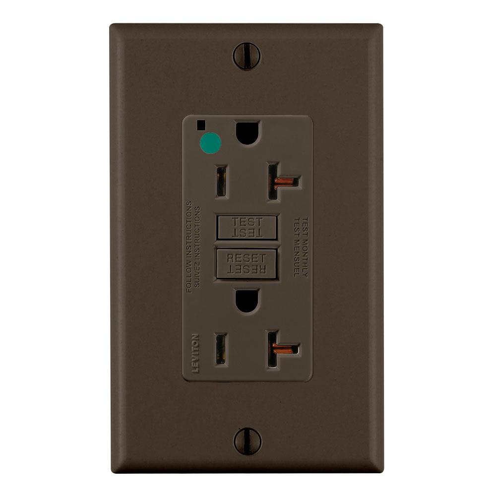 Product image for Receptacle GFCI hospital grade standard 20A 125V brown