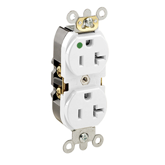 Product image for Receptacle duplex illuminated 20A 125V white