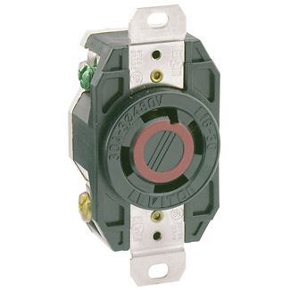 Product image for Receptacle locking flush 3P4W 480V 30A black