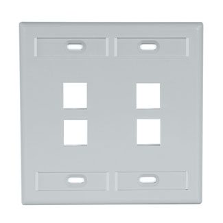 Product image for Plate wall 2-gang 4-port ID window plastic grey