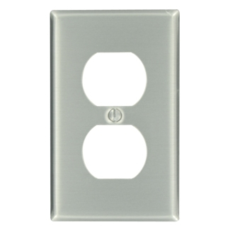 Product image for Wallplate standard 1-gang duplex receptacle aluminium