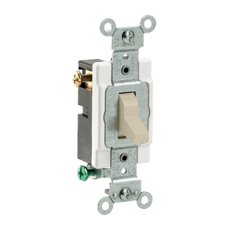 Product image for Switch toggle commercial AC quiet 3-way 120/277V 15AMP ivory