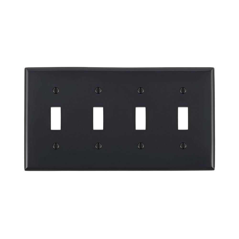 Product image for Wallplate standard 4-gang 1-toggle thermoplastic black