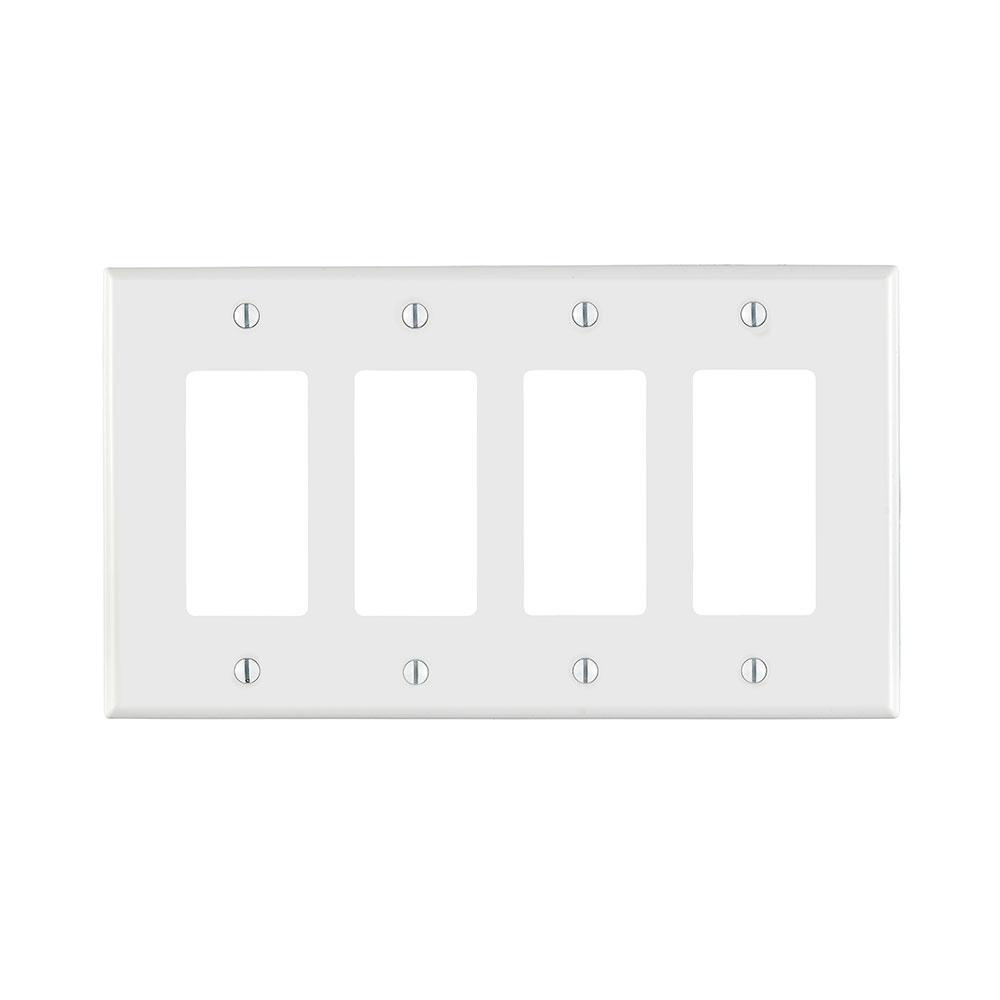 Product image for Wallplate 4-gang midway thermoplastic nylon white