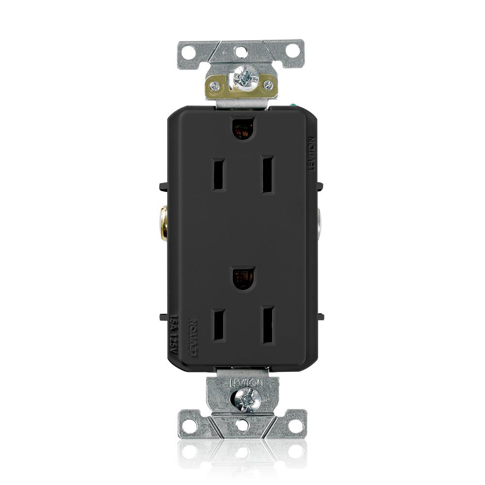 Product image for Receptacle straight duplex 2P 3W 125V 15AMP black