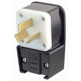 Product image for Plug straight 3P 3W 125/250V 50AMP angle-black