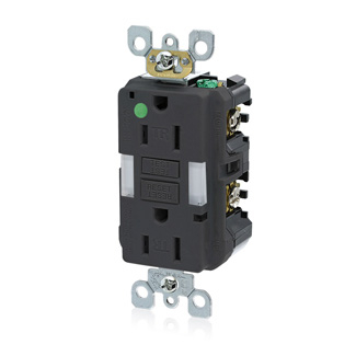 Product image for Receptacle GFCI hospital grade LED guide light 15A 125V black