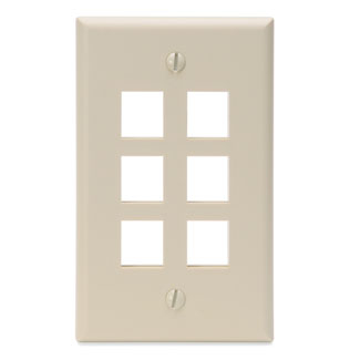 Product image for Wall plate 1G 6port plastic ivory quickport