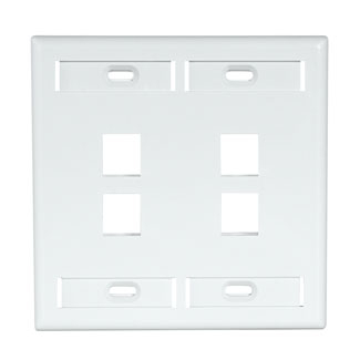 Product image for Plate wall standard 2-gang 4-port plastic white