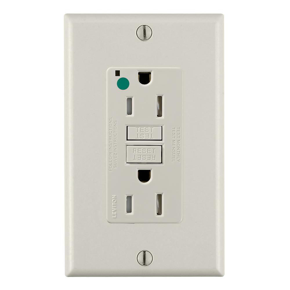 Product image for Receptacle GFCI hospital grade standard tamper resistant 15A 125V light almond