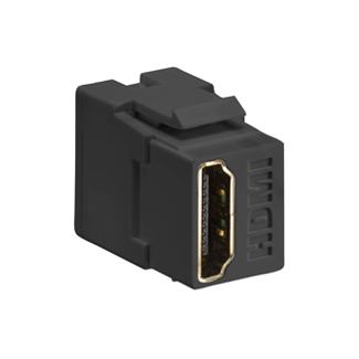 Product image for LEVITON 40834-E CONNECTOR QUICKPORT HDMI FEEDTHROUGH BLACK KEYSTONE