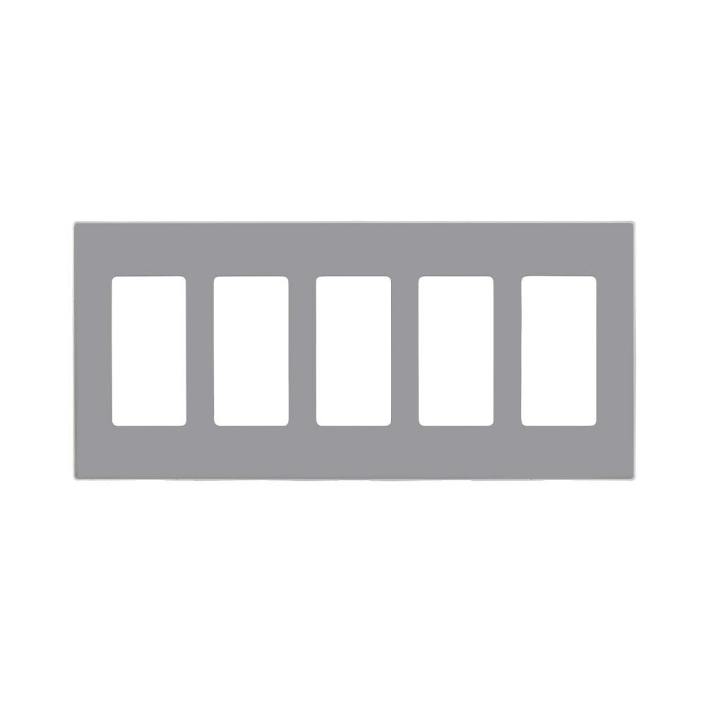 Product image for 5-Gang Decora Plus Screwless Wallplate, Polycarbonate, Gray