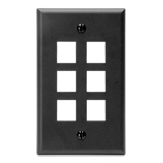 Product image for Wall plate 1G 6port plastic black quickport