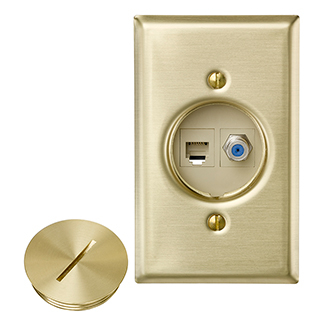 Product image for Assembly telephone & F-type coax jack solid brass