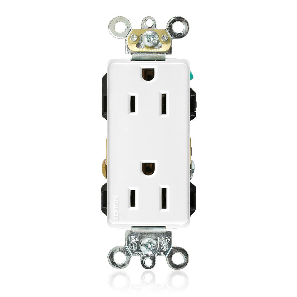 Product image for LEVITON 16262-W RECEPTACLE 15A 125V DECORA WHITE DUPLEX