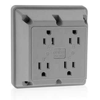 Product image for Receptacle four-in-one 3-wire grounding 15A 125V grey
