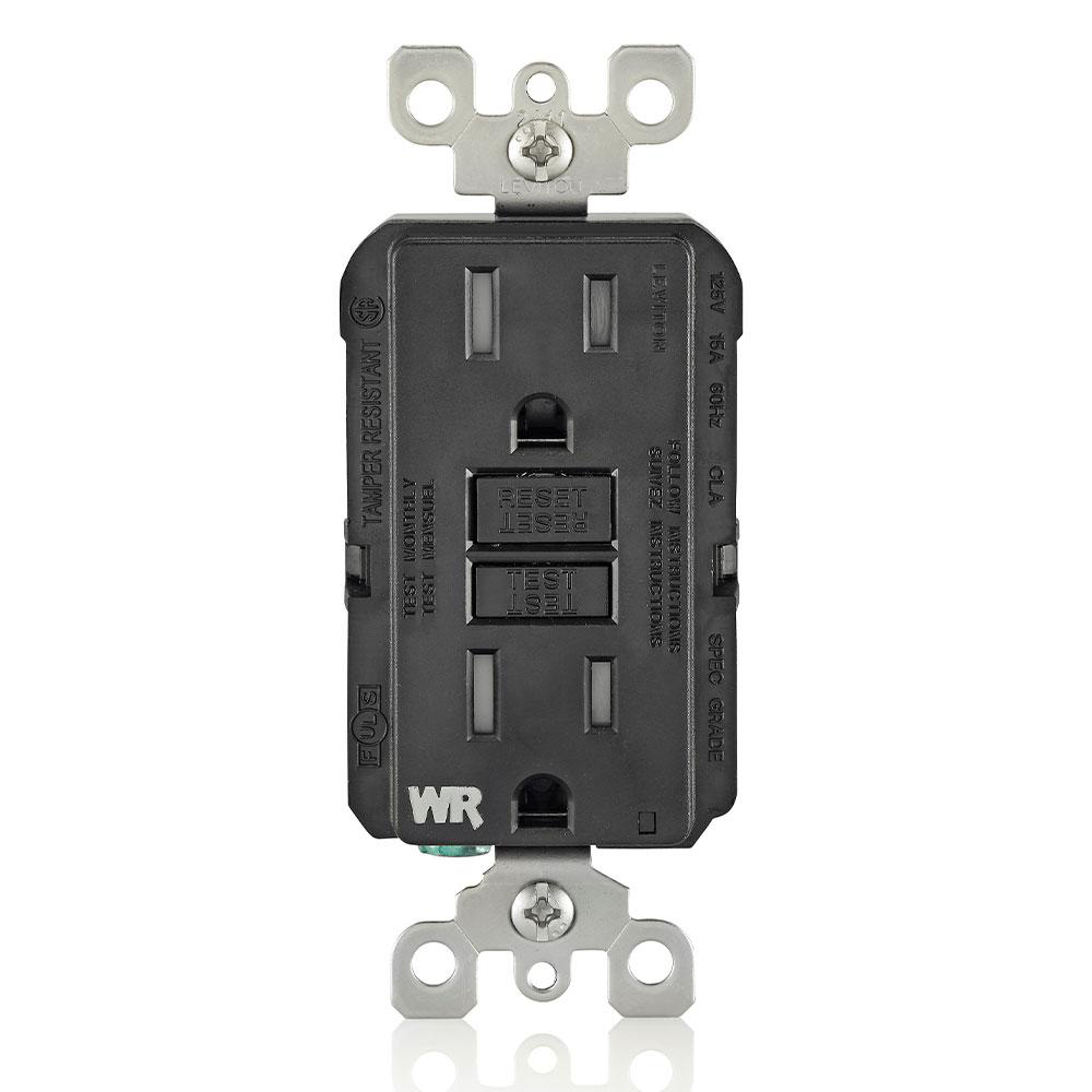 Product image for Receptacle GFCI commercial grade LED tamper resistant 15A 125V black