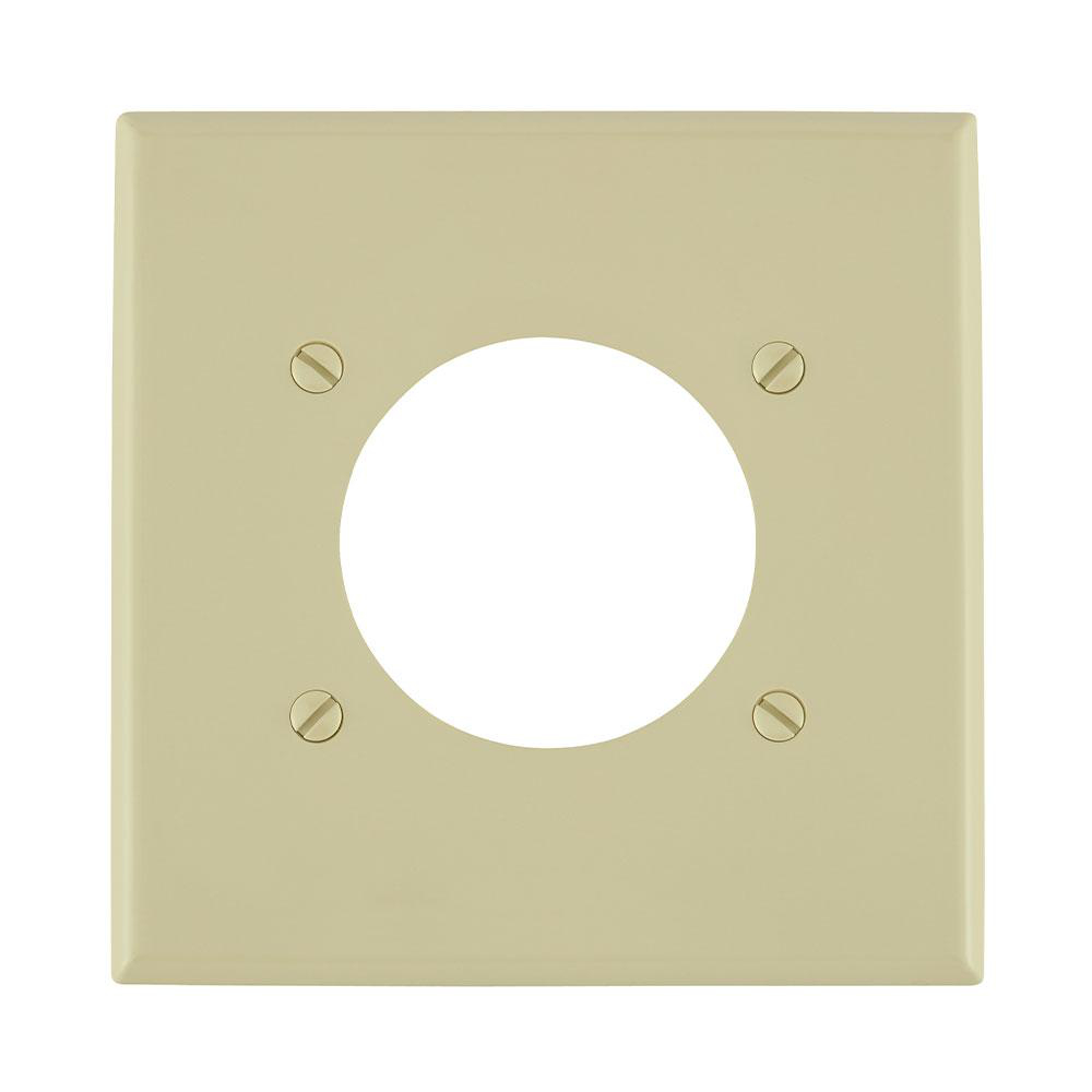 Product image for Wallplate standard 2-gang 2.15" receptacle thermoplastic ivory