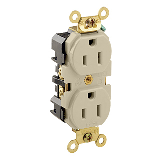 Product image for LEVITON 5262-I RECEPTACLE 15A 2P3W 125V DUPLEX IVORY INDUSTRIAL BACK & SIDE