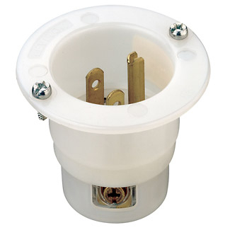 Product image for Receptacle flanged inlet straight white 15a 125v
