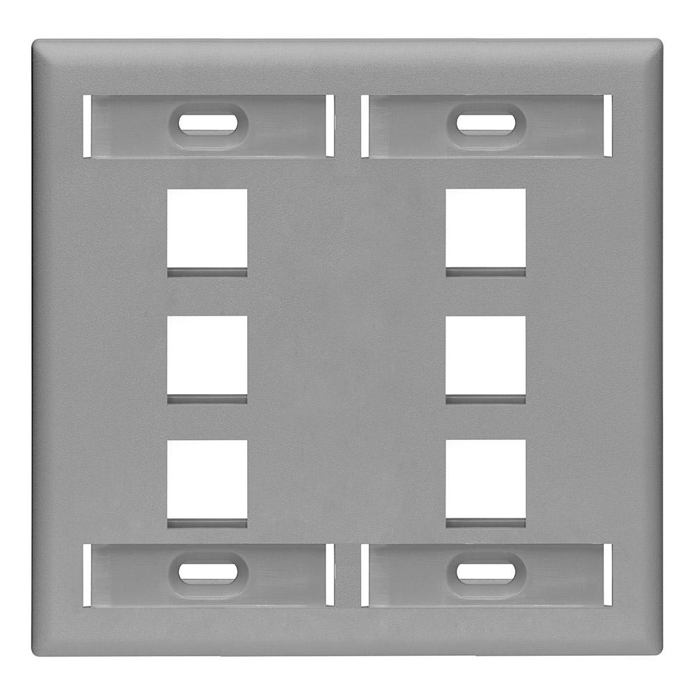 Product image for Plate wall 2-gang 6-port ID windows plastic grey