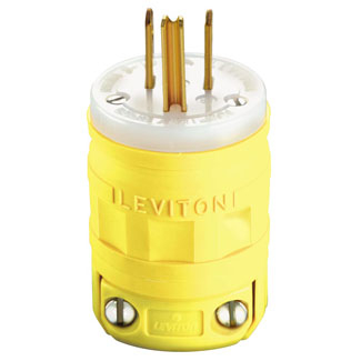 Product image for Plug ind grade str thrmplst 2P3W 125V 15A ylw