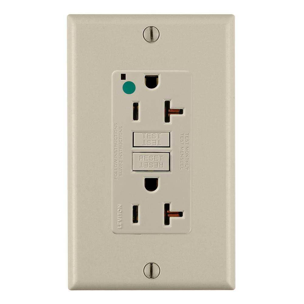 Product image for Receptacle GFCI hospital grade standard 20A 125V ivory