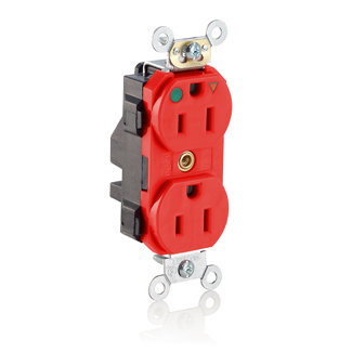 Product image for Receptacle duplex isolated ground 15A 125V red