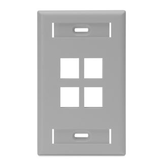 Product image for Wall plate ID window 1G 4port plst grey quickpor