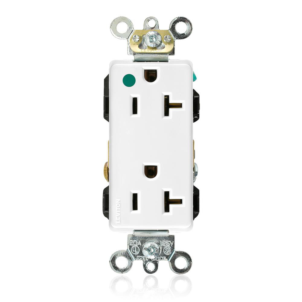 Product image for Receptacle duplex 2-pole integral ground 20A 125V white