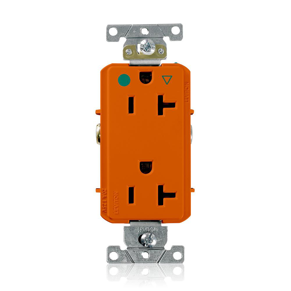 Product image for 20 Amp Decora Plus Isolated Ground Duplex Receptacle/Outlet, Hospital Grade,