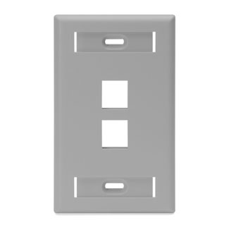 Product image for Wall plate ID window 1G 2port plst grey quickpor