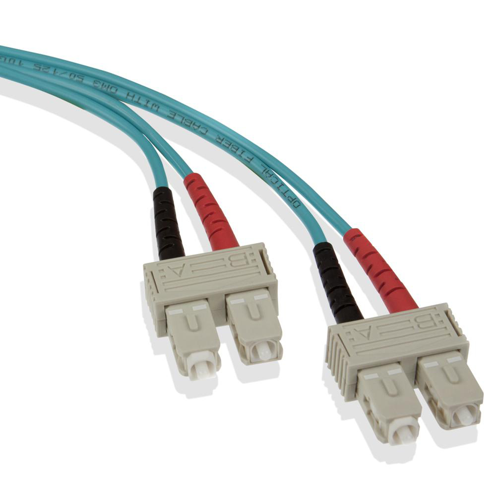 Product image for Economy Patch Cord, 50/125 um Multimode OM3, OFNR Duplex, SC-SC, 1 meter
