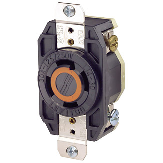 Product image for Receptacle locking flush 3P4W 125/250V 30A blk