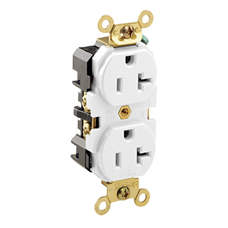 Product image for Receptacle dupx str thrmplst 2P3W 125V 20A wht