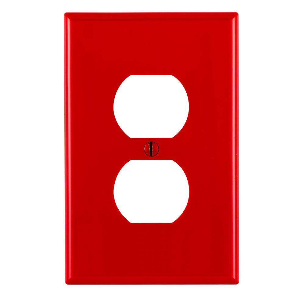 Product image for Wallplate midway 1-gang duplex receptacle thermoplastic red