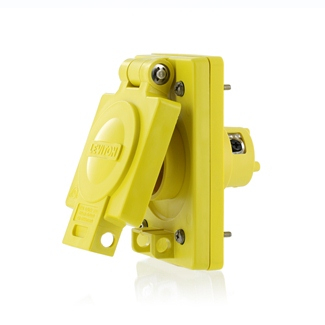 Product image for Inlet single straight blade 2P 2W 125V 15AMP yellow