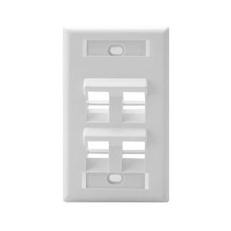 Product image for Plate wall angled 1-gang 4-port plastic white