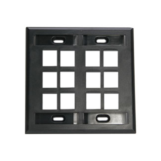 Product image for Plate wall 2-gang 12-port ID window plastic black