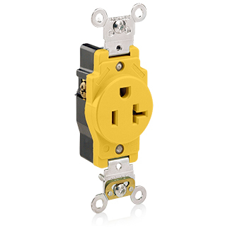 Product image for Receptacle straight single narrow body 2P 3W 125V 20AMP yellow