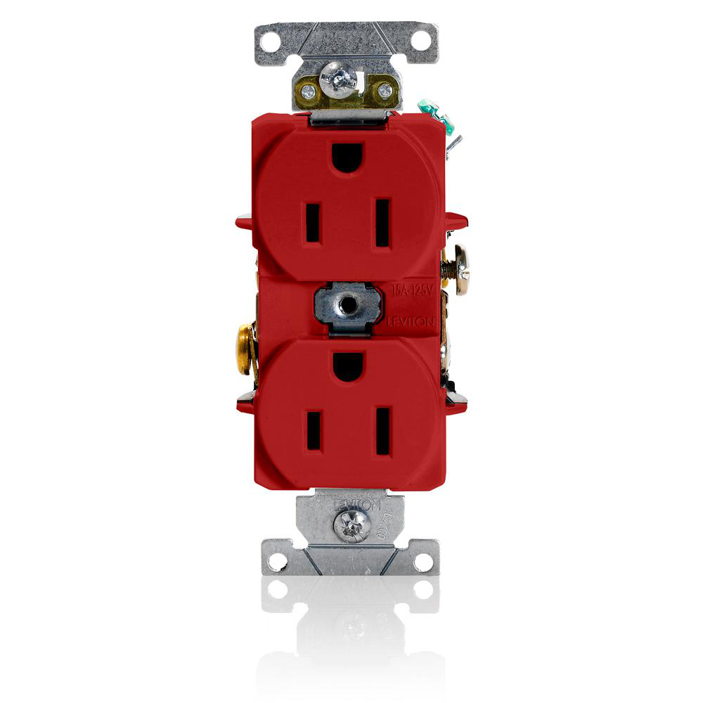 Product image for Receptacle 5-15R EHD round duplex 15A 125V red