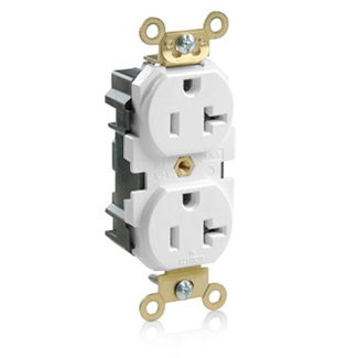 Product image for Receptacle duplex smooth face 1HP 20A 125V white