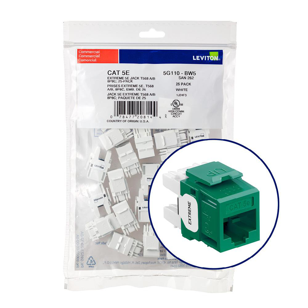 Product image for Connector CAT-5e component UTP 25-pack green