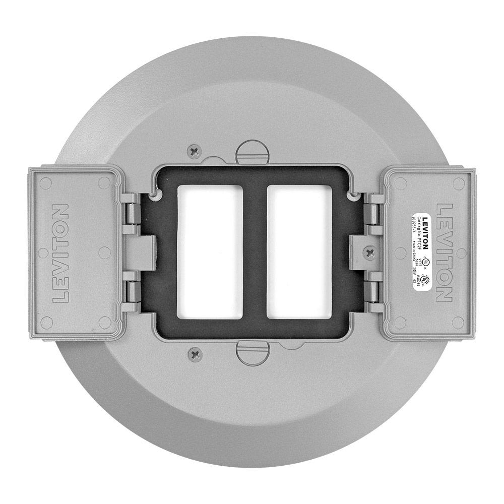 Product image for Poke-Through Cover, (2) Flip Lids, Gray