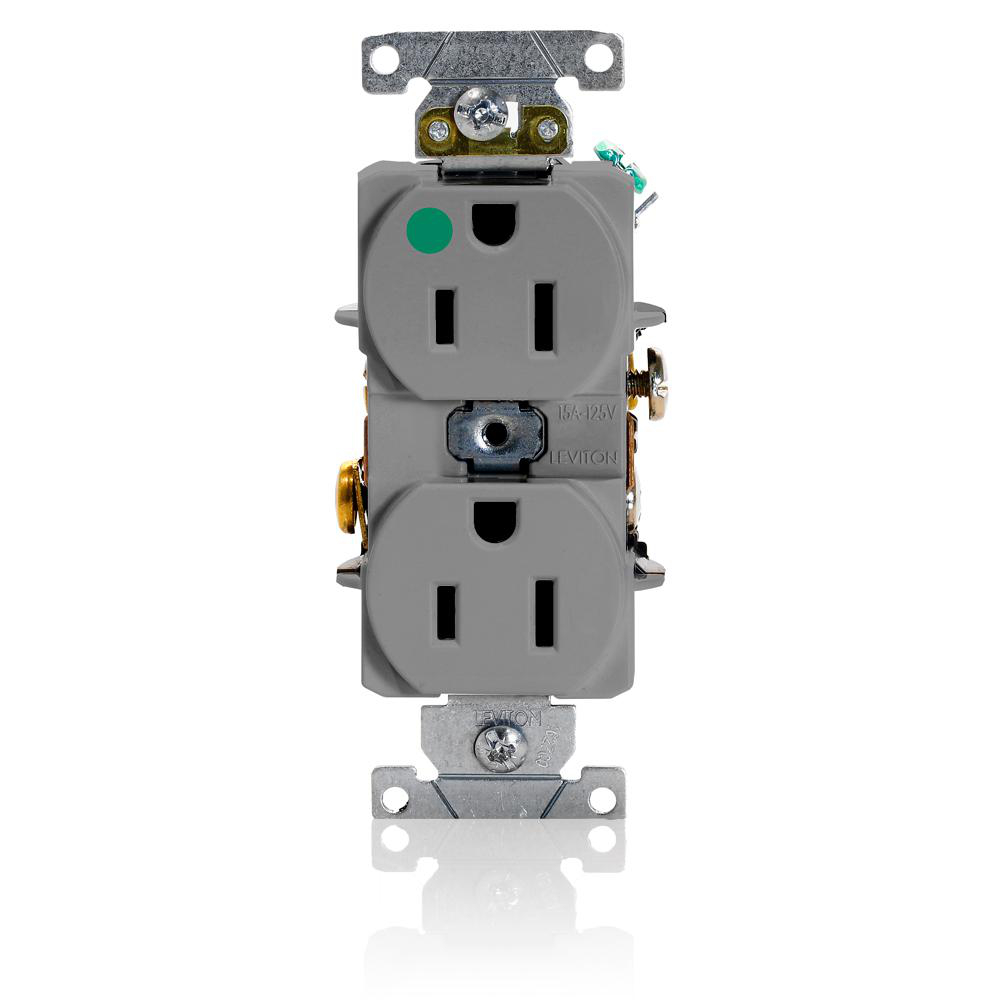 Product image for Receptacle duplex slim design 15A 125V grey