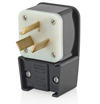 Product image for Plug straight 3P 3W 125/250V 30AMP angle-black